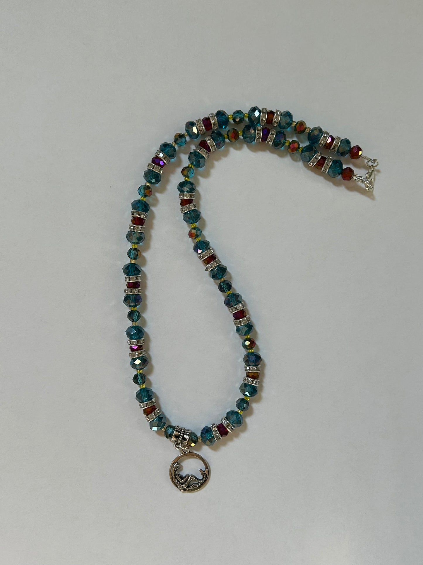 Blue Red and Yellow Mermaid Themed Necklace