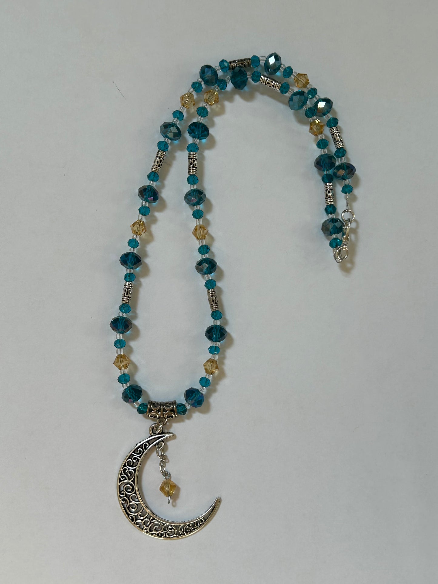Blue and Yellow Star and Moon Themed Necklace