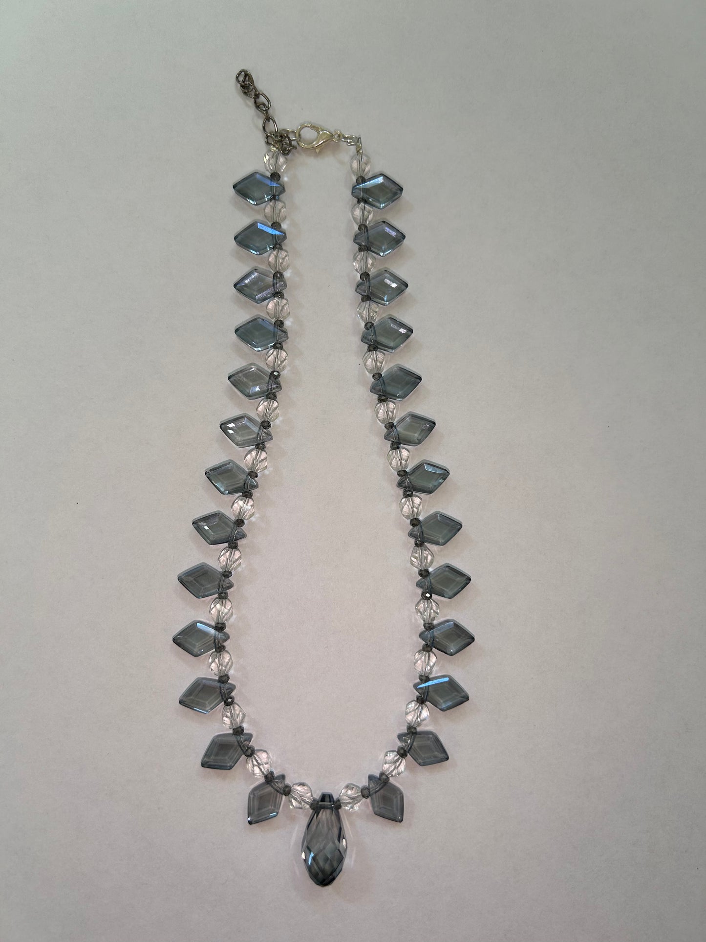Crystal Rhombus Blue Necklace