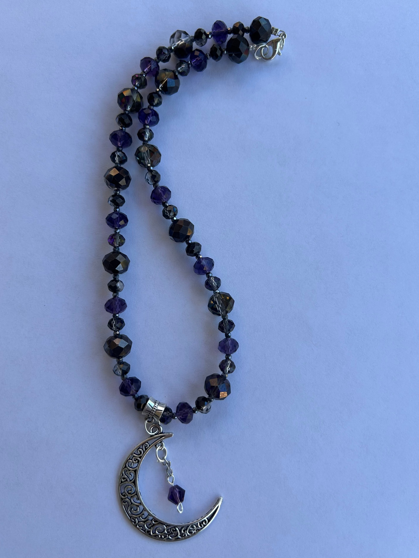 Purple and Black Crescent Moon Necklace