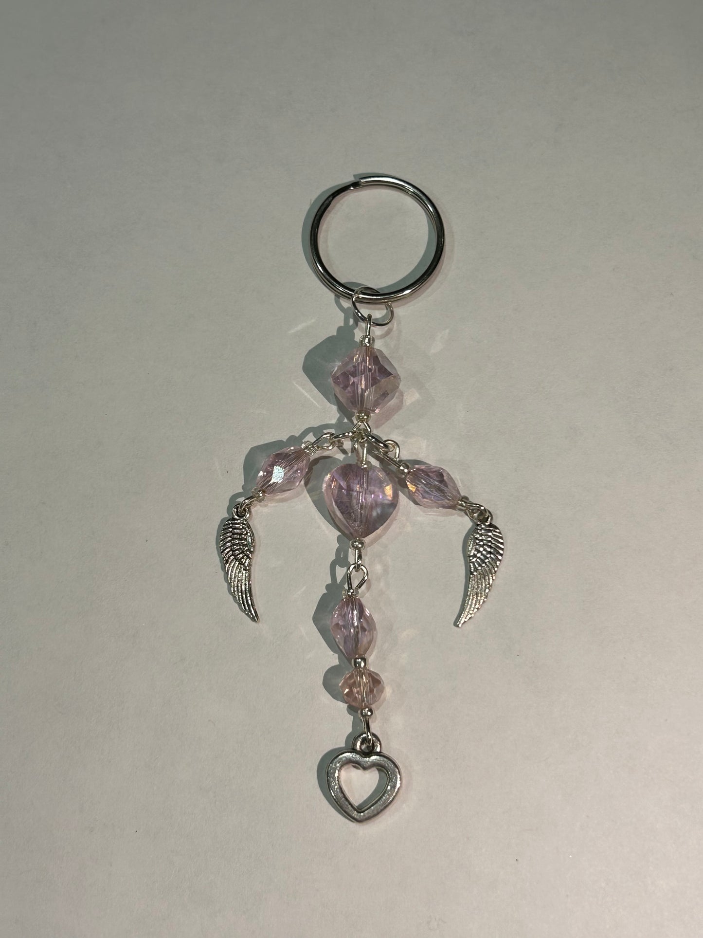 Pink Angel Heart Keychain