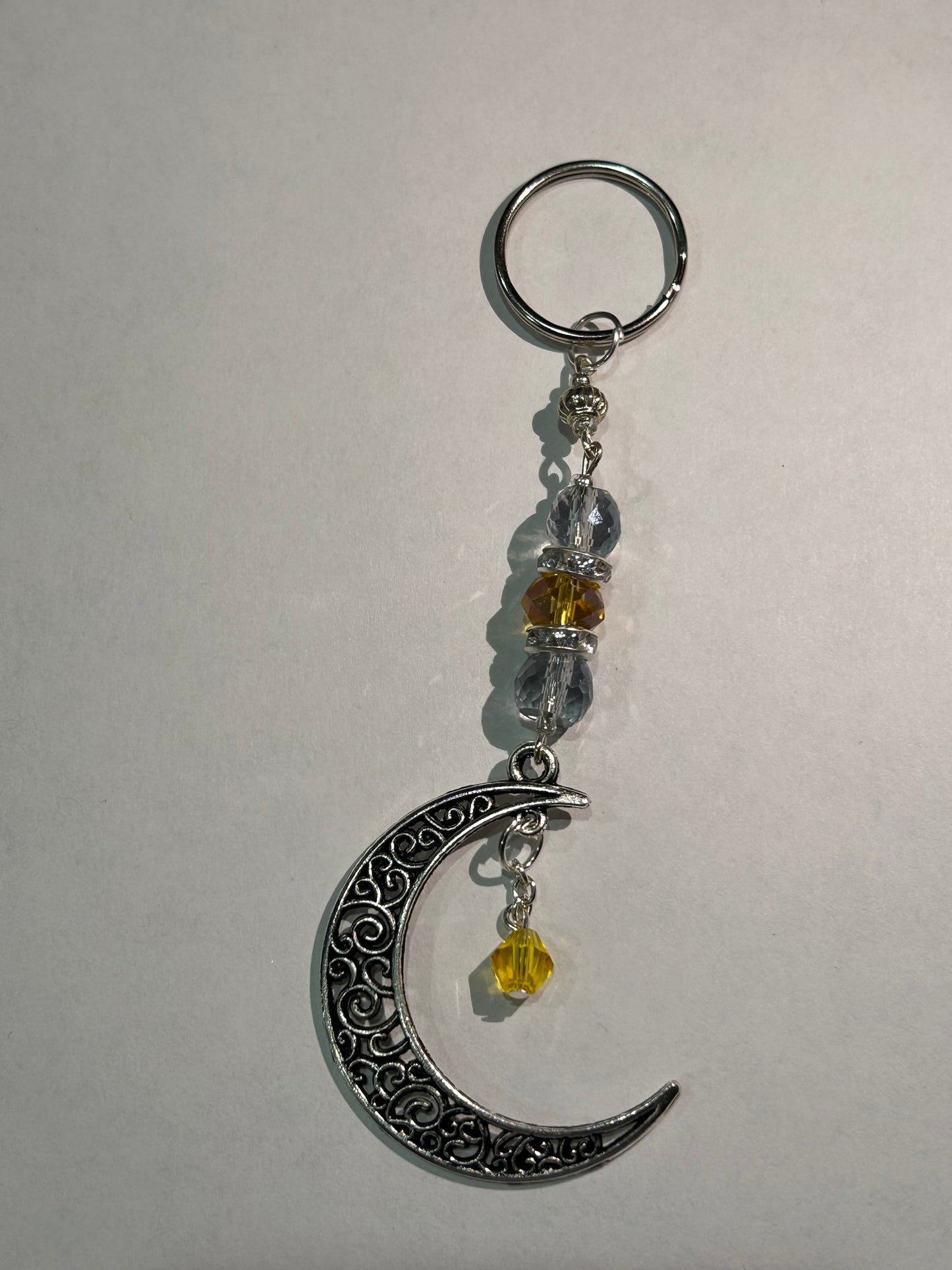 Yellow and Blue Crescent Moon Keychain