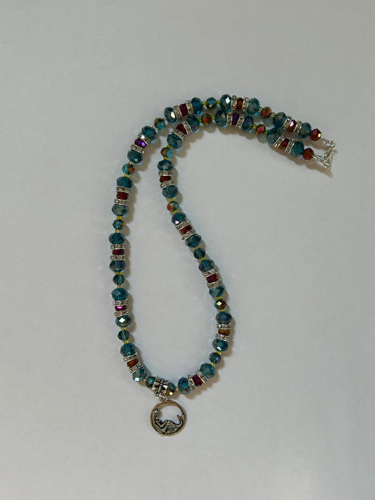 Blue Red and Yellow Mermaid Themed Necklace