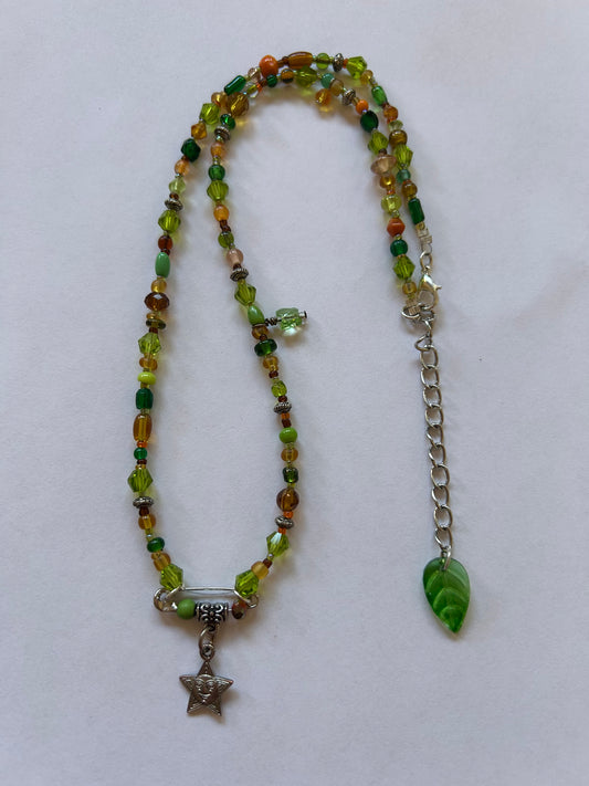 Orange and Green Nature Sun Necklace