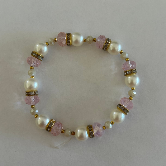 Pink and Gold Pearl Bracelet