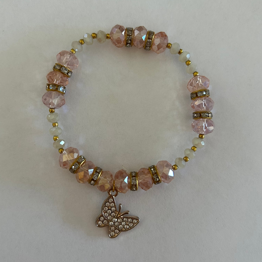 Pink and Gold Butterfly Bracelet