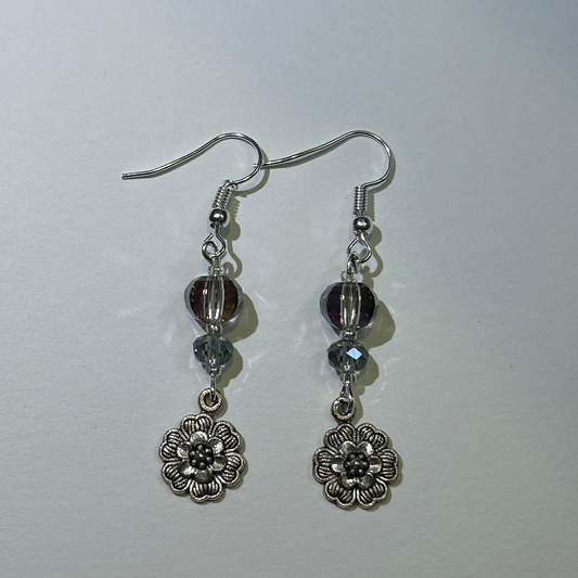 Flower Blue and Purple Earring