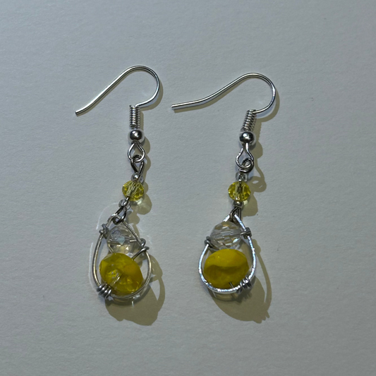 Yellow Tear Drop Earrings