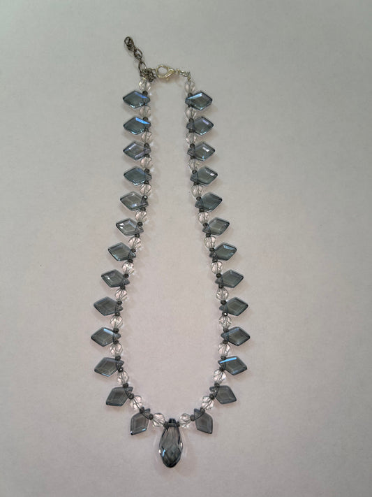 Crystal Rhombus Blue Necklace