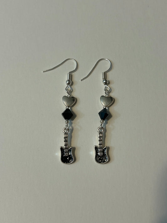 Nana Black Guitar Earrings
