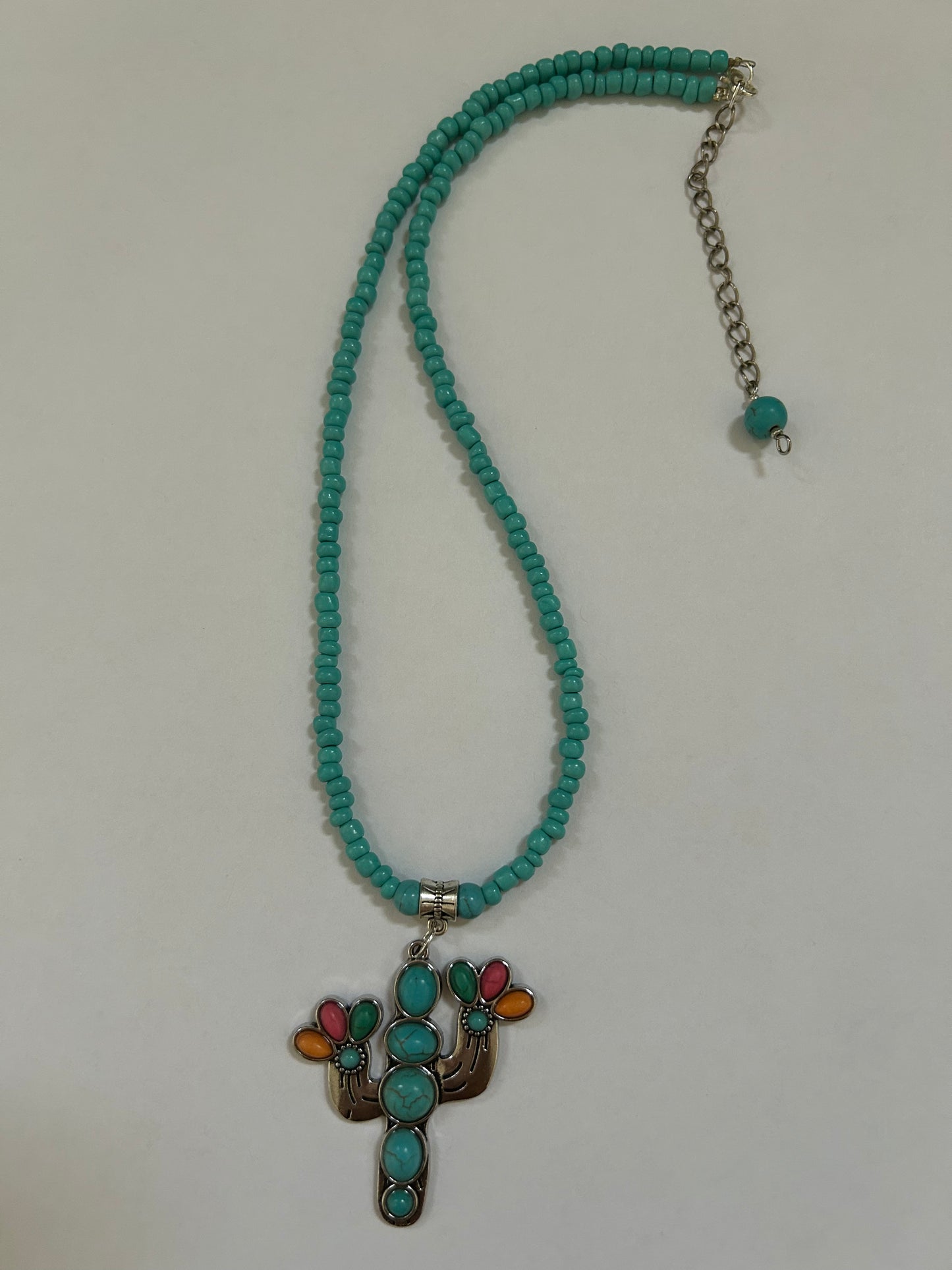 Rainbow Cactus Turquoise Necklace