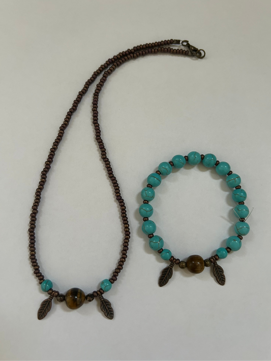 Turquoise Necklace and Bracelet Combo
