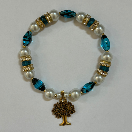 Blue Pearl Tree Bracelet