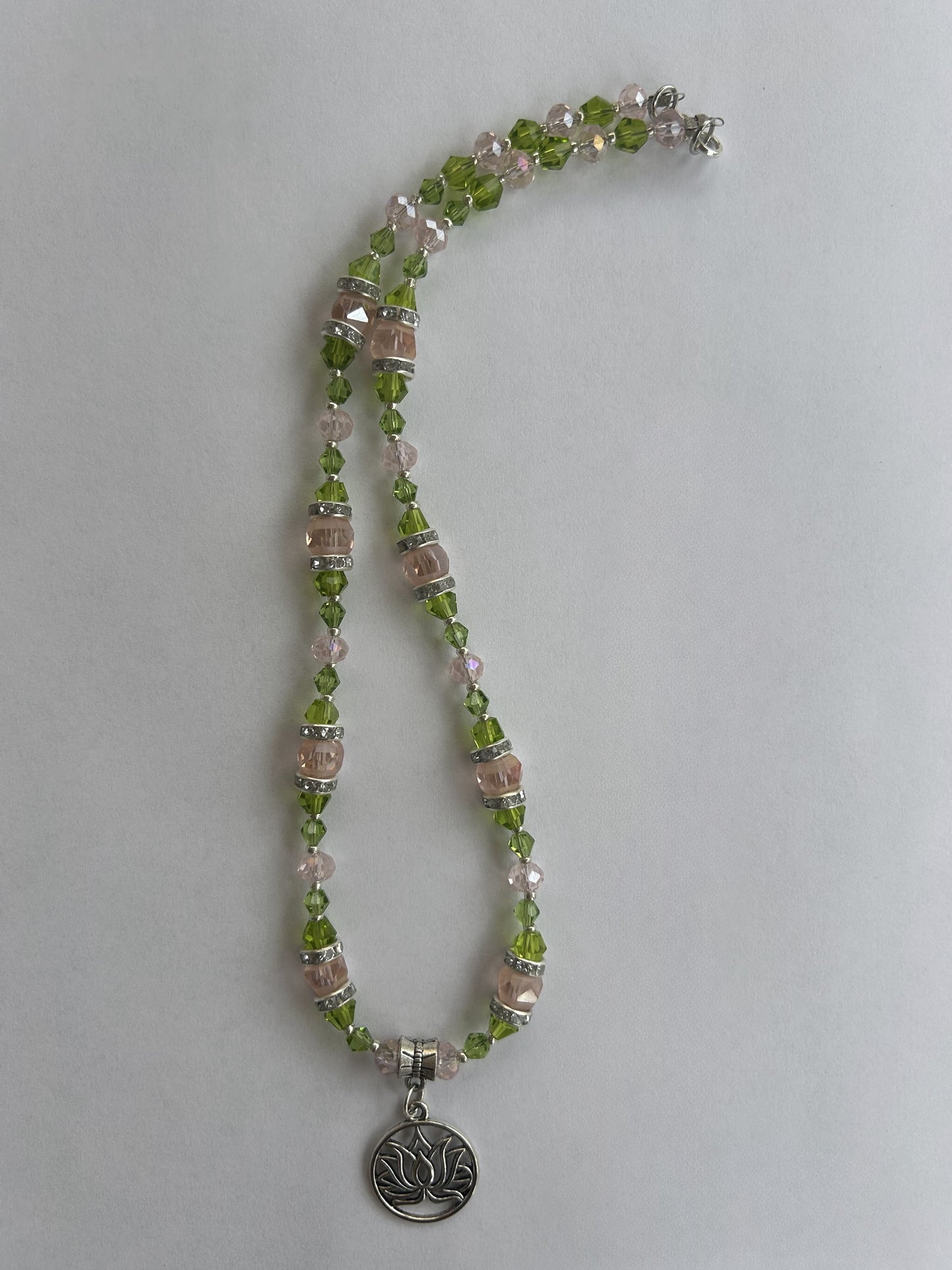 Pink and Green Lotus Flower Necklace